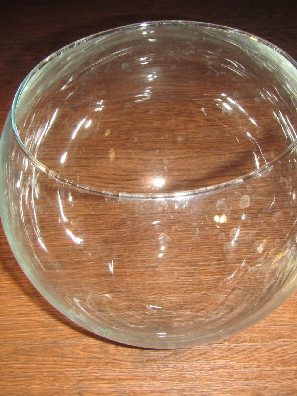 3 Qt Clear Round Glass Bubble Fish Bowl Vase, 6" Top Opening
